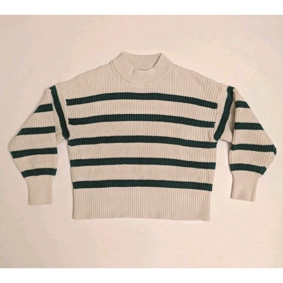 Part Two Copenhagen Green Stripe Sweater Jumper Wmn Sz XS Cabin Fisherman Preppy - Picture 2 of 10